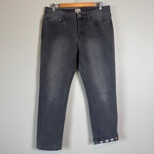 Weatherproof Flannel Lined Gray Jeans Women's Sz 12 Slim Fit Straight Leg Casual